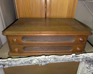 Vintage wood spool cabinet