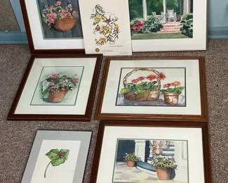 Framed Floral Garden Art Prints  Coordinated Vintage Wall Dcor Set