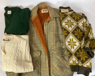 Vintage Woolrich Coat Various Sweaters 