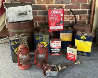 Lot Of Empty And Partially Full Gas Canisters Gas Lights