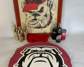 University of Georgia Bulldogs Dcor Lot  Framed Art, Sign  Vintage Bottles