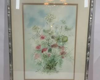 Framed Floral Watercolor by Sandy Simons