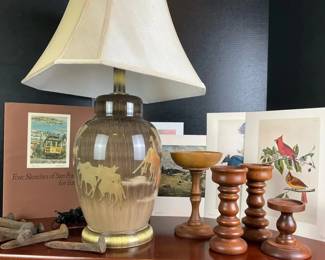 Lamp, Candle Holders, RR Ties, American Art