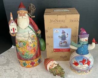 Jim Shore Holiday Figurines Santa  Snowman Collectibles with Box