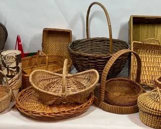 Large Vintage Woven Basket Assortment 