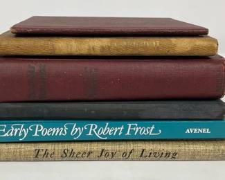 Vintage Antique Book Collection Including Robert Frost and 19thCentury Religious Works