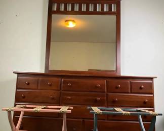 Vaughan Bassett Dresser With Mirror And 2 Luggage Racks