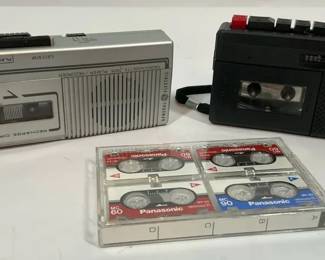 Vintage Portable Cassette Recorders with Panasonic Cassette Tape Set