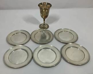 Sterling Silver By Wallace Goblet And 6 Plates 