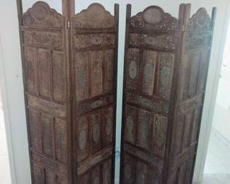 Carved wood divider screen