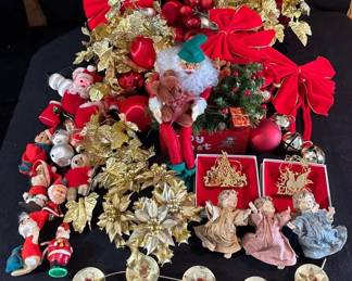 Vintage Christmas Ornaments * 3 Bells & Bows * Angels * Candleholder *
