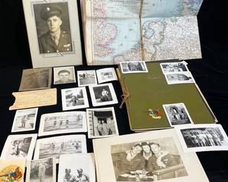Vintage Military Lot * 1944 Germany Map * Black & White Photos * 1918 Physical Requirement Notice
