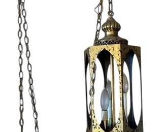 Mid Century Gold & Black Hanging Lamp
