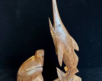 2 Ironwood Figures * Eagle and Marlin

