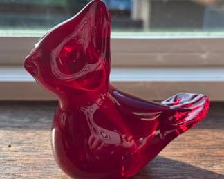 Vintage Viking Red Glass Cardinal Figurine
