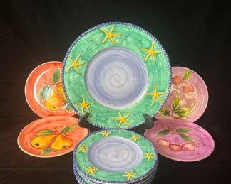 9 Italy Made Nautical Theme * Fruits * Plate Sets
