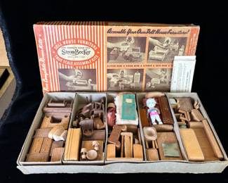Vintage StromBecker Boxed 5 Rooms Dollhouse Furniture Kit
