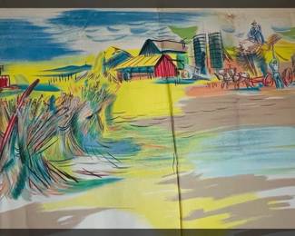 #1 RARE find! Large Raw Canvas Original Painting * Vintage Bon Marche Display Piece Seattle Downtown
