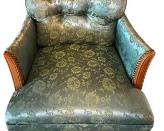 Gorgeous Green Silk Upholstered Chair
