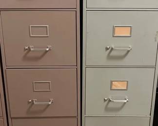 2 Vintage Metal 5-Drawer Filing Cabinets
