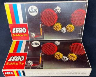 2 Vintage Lego Gears 001 Sets * Mostly Complete in Original Boxes & Packaging
