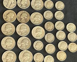 US Silver Quarters & Dimes * 30 Coins * Walking Liberty, 1946-1963
