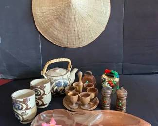 AR125Traditional Asian Hat, Teapot, Cups  More