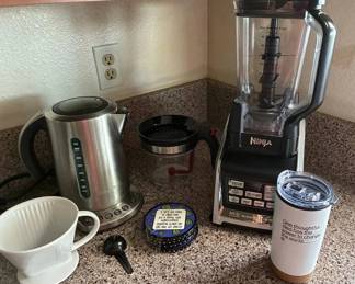 AR163Beverage Center With Breville Kettle  Ninja Blender