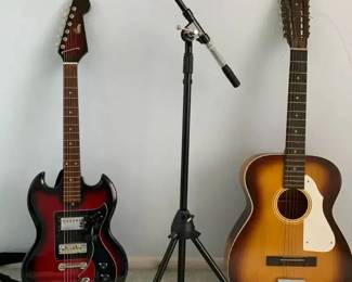 AR144Two Guitars  A Mic Stand
