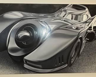 CHERYL KELLEY ORIGINAL OIL PAINTING "BATMOBILE" on METAL
