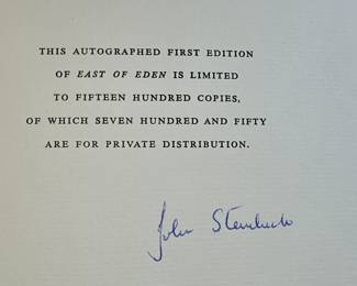 EAST OF EDEN AUTOGRAPH PAGE
