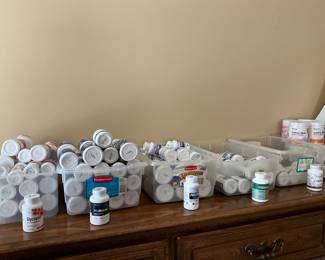 Hundreds of unopened bottles of expensive supplements