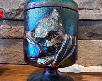 1970 Fenton Chessie Cat Jar