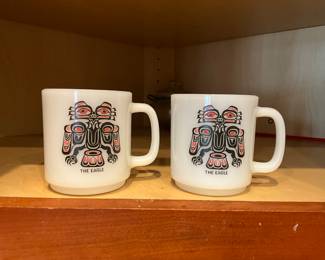 Vintage milk glass mugs