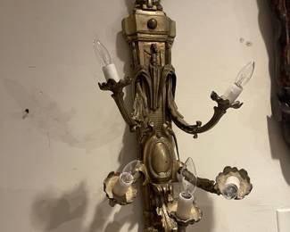 pair gilt bronze sconces