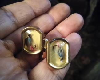 VINTAGE FLY FISHING LURE CUFFLINKS