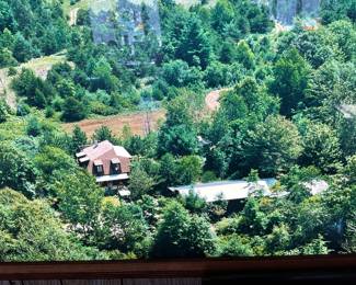 Aerial view of the house & pole barns.