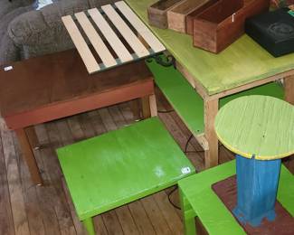 Lots Of Homemade Tables In All Different Sizes 