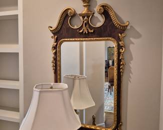 Georgian Style Gilt Burl Wood Mirror