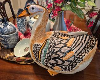 Amazing Mottahedeh Majolica Duck Tureen