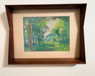Mid century oil painting & frame