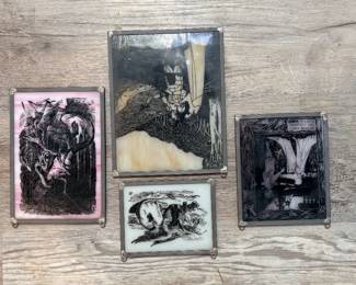 Hand crafted etched illustrated glass