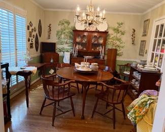 1950's Temple Stuart Dining Room Set; table, chairs and hutch/china cabinet