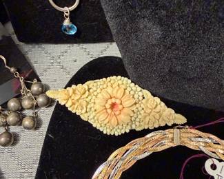 Vintage celluloid floral brooch 