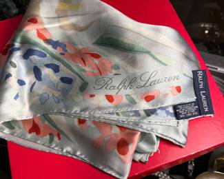 Silk Ralph Lauren scarf with Saks Fifth box 