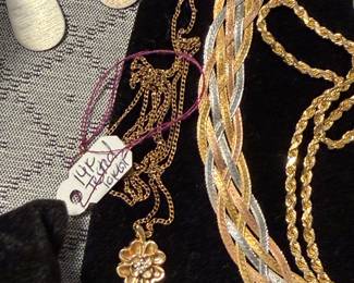 14k & diamond four leaf clover pendant on gold filled chain