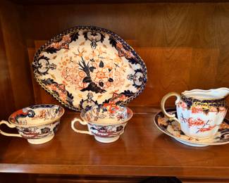 Assorted Antique Royal Crown Derby and Antique Minton cup and saucers