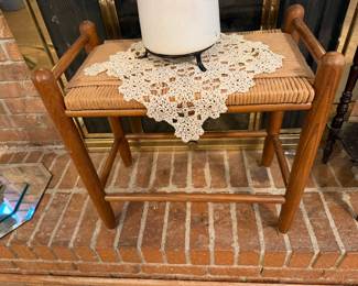 Danish Modern teak and paper cord woven stool/bench