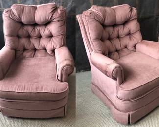 *PRE-SALE ITEM - Mauve Fabric Swivel Rocker Chair is 27 inches Wide x 23.5 inches Deep x 36 inches Tall.  $45 Located on the Main Floor No Steps
