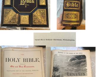 * 1882 Collectible Leather Hubbard Brothers Holy Bible. Historically Significant, Fine Craftsmanship. Very Good Condition. $175